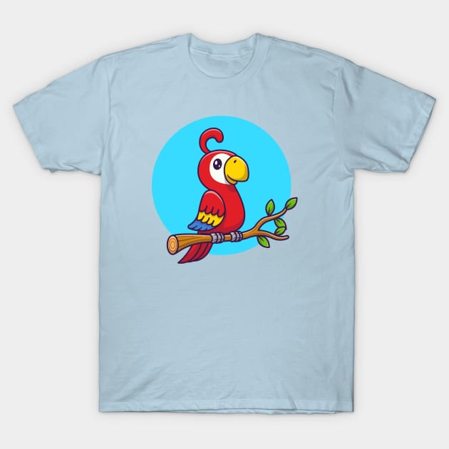 Cute Parrot Bird On The Branch T-Shirt by Catalyst Labs